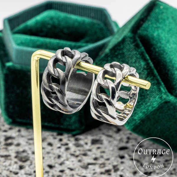 Heren kettingringen | 8 mm kettingblad | Stapelbare ringen | Ringen voor mannen en vrouwen | Zwarte ringen | Zilveren ringen | Sieraden | Stoeprand | Cadeaus