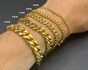 Gold Mens Bracelet Curb Chain Gold bracelets man bracelets mens  woman's bracelet Curb Link Bracelet Mens Personalised Jewellery Gift
