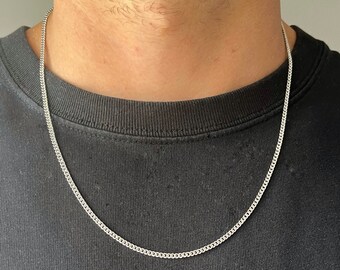 Chaînes gourmettes en argent 925 de 2,5 mm | Gourmettes en argent | Gourmettes en argent véritable S925 | Argent véritable | Chaînes pour hommes et femmes | Argent italien