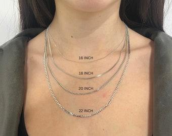Women's 925 Sterling Silver Chain Necklaces, Minimalist Necklaces