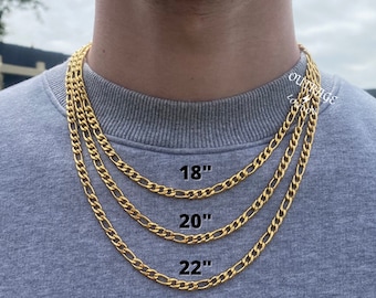 Mens Chain | Gold Figaro Chain Necklace | Gold Chains for men | Stainless Steel Chains | 5mm Figaro 18" / 20" / 22" Chain