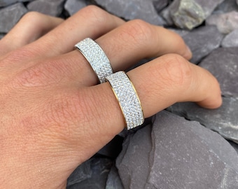 Gefrorener Bandring | Zirkon Reflective Bandring | Herren und Damen Ringe | 316L Schmuck | Ringe | Unisex Ring Herren Damen Schmuck |