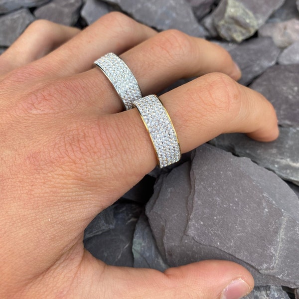 Iced Out Band Ring | Zircon Reflective Band Ring | Mens and Womans Band Rings | 316L Jewelry | Rings | Unisex Ring Mens Womens Jewellery |