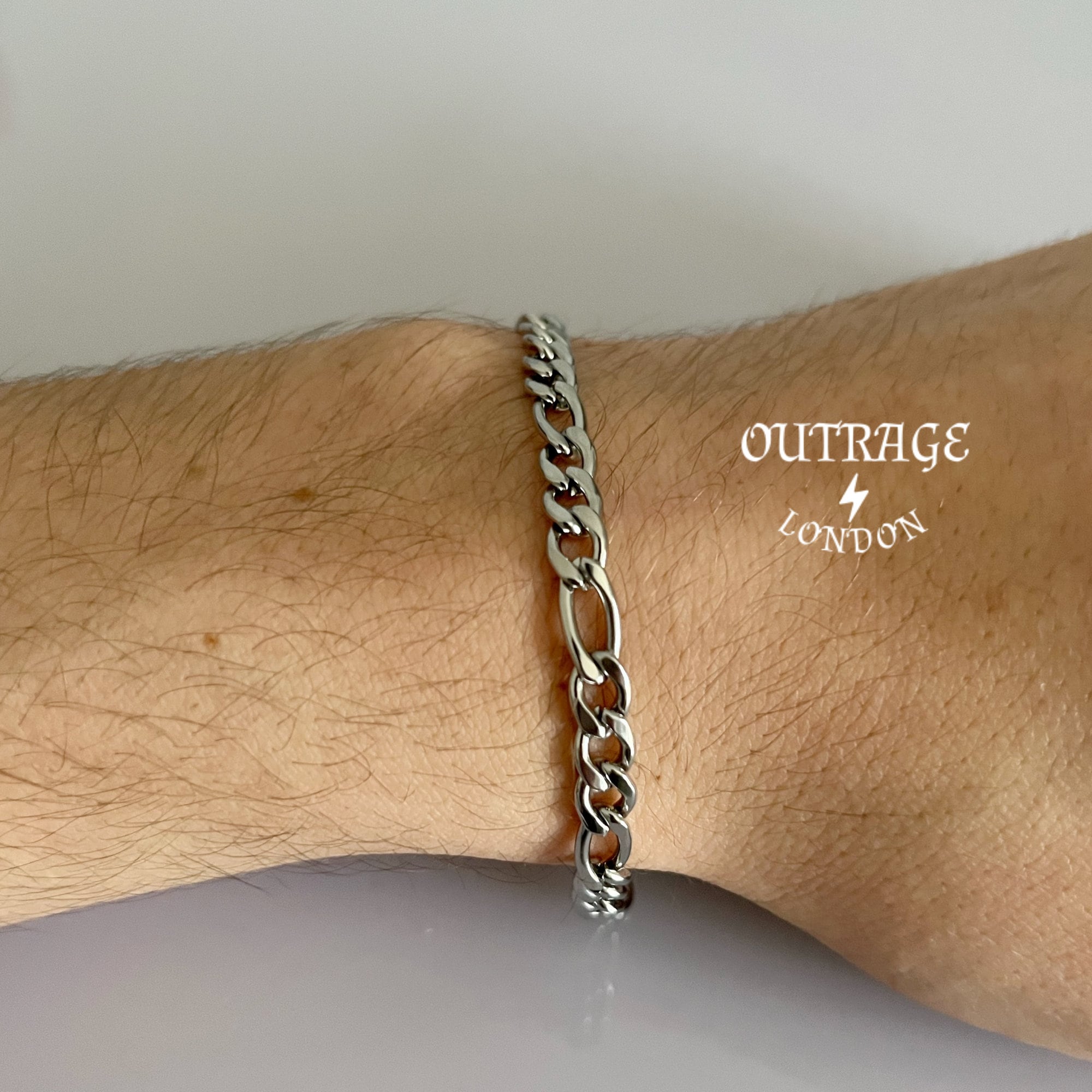 Aka Gioielli® - Bracciale Donna Uomo Argento 925 Rodiato - Catena 4.3mm Maglia Grumetta Piatta Cubana - lunga 19 cm