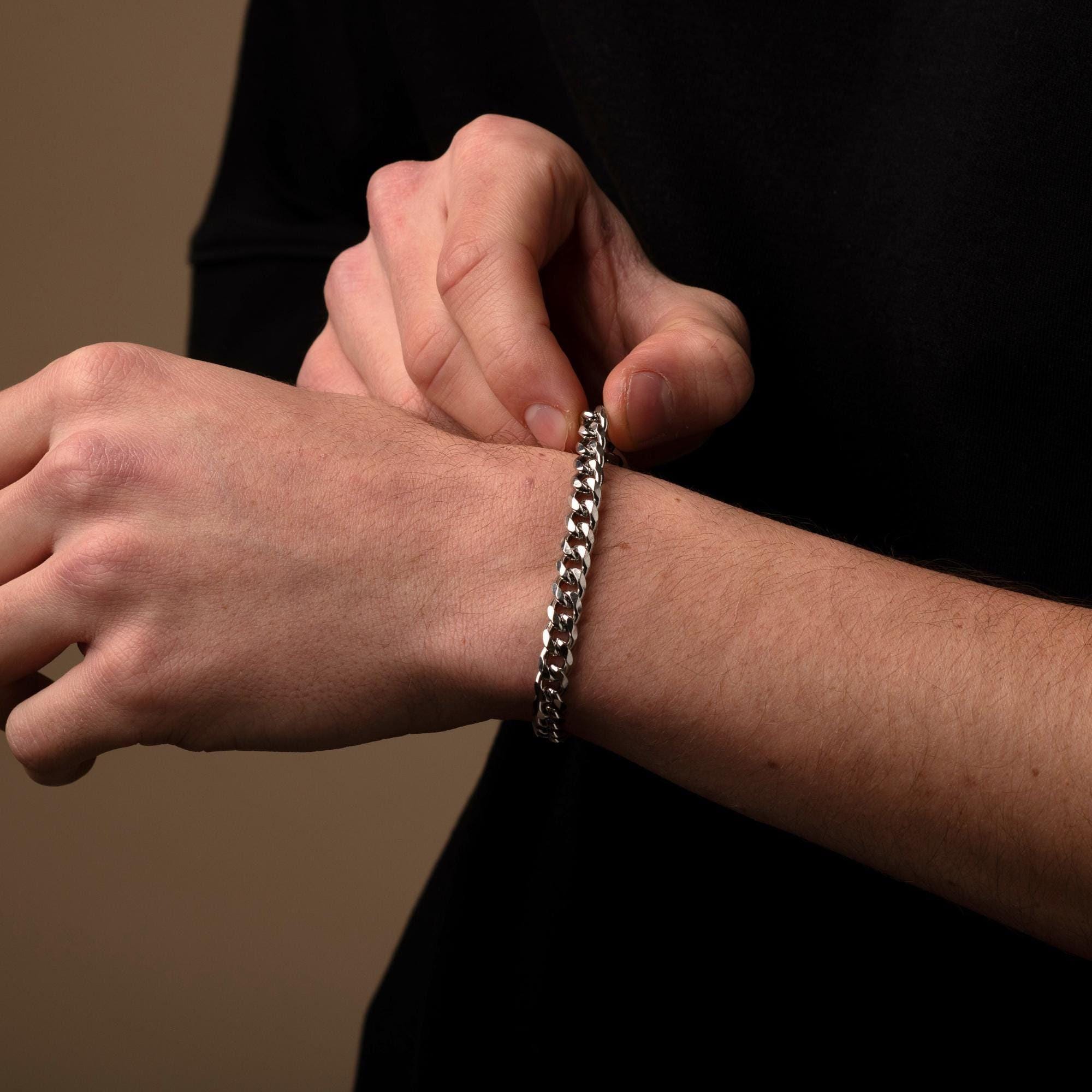 Personalised 7MM Curb Link Bracelet, Engraved Curb Chain Bracelet