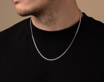 925 Sterling Silver Curb Chain Necklace, 3MM Curb Chain for Men and Women, Various Widths & Lengths, Minimalist Jewelry, Thin Pendant Chain