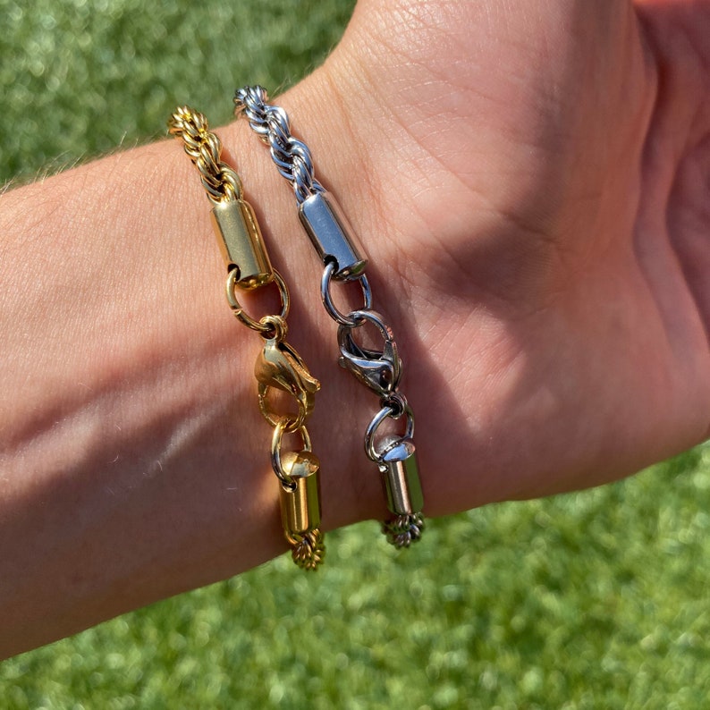 Gold and Silver Mens Rope Bracelet 5mm Rope Chain Bracelet Etsy UK