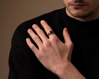 18金オニキスシグネットリング（男性用）、パーソナライズリング