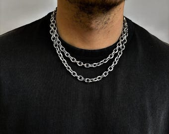 Silver 10mm Cable Chain, Mens & Woman's Silver Link Chain, Punk Chain Necklace Personalised Jewellery, Customisable Unique Jewellery, Gifts