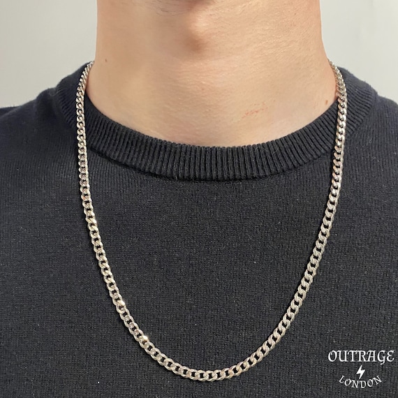 Silver 5mm 24inch Thick Necklace Chain Choker Curb Curb 5mm Stainless Steel  Mens Silver Chain - Etsy