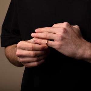 Engrave Gold 2MM Band Ring, Mens Thin Minimalist Band Rings, Unisex Wedding Band, 18K Gold Ring, Skinny Stacking Ring, Personalised Rings
