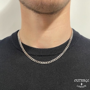 Silver 5mm 18inch Thick Necklace Chain Choker Cuban Curb 5mm Stainless Steel Mens Silver Chain
