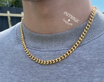 Mens Chain Gold 7mm Curb Chain Necklace 