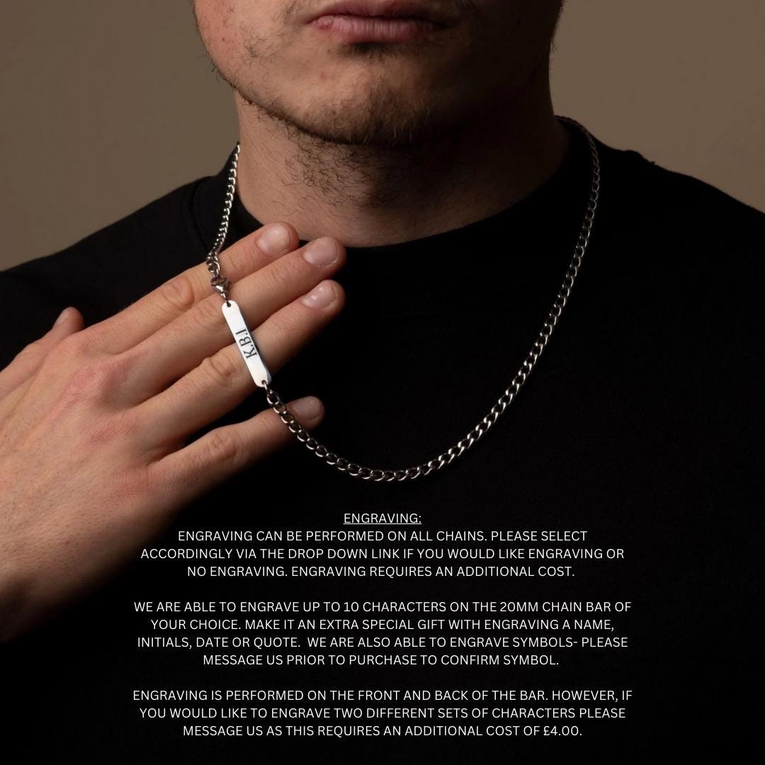 Mens Silver Chain Necklace Pendant, Silver Onyx Stone