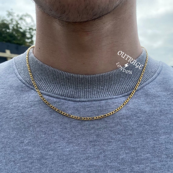 Mens Chain Gold Figaro Chain Necklace 
