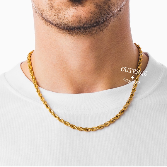 5mm 18k Gold Rope Chain Mens Necklaces Womans Necklaces Jewellery Jewellery  Christmas Gift by Outrage London 