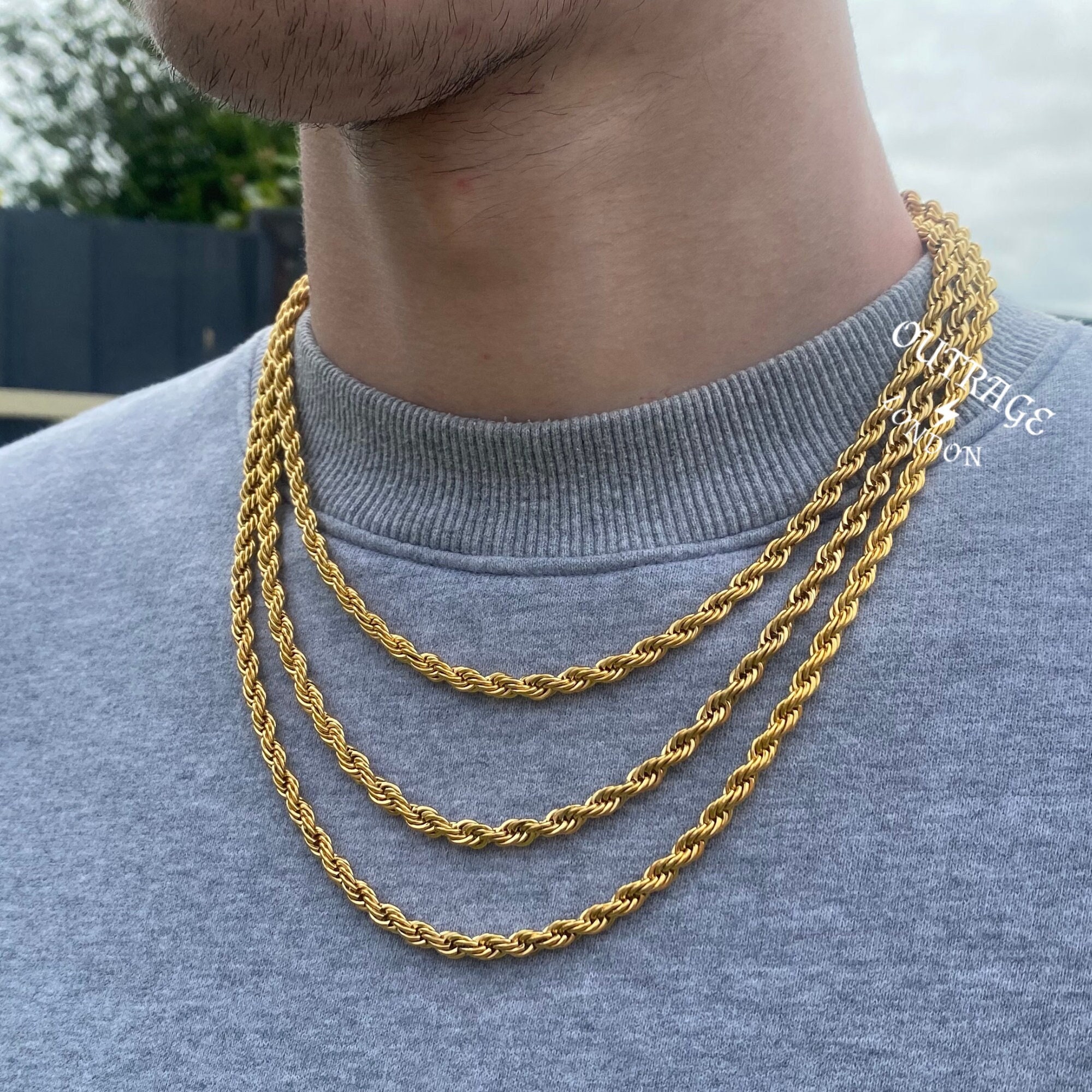 Mens Chain Gold Rope Chain Necklace Gold Chains for Men Stainless