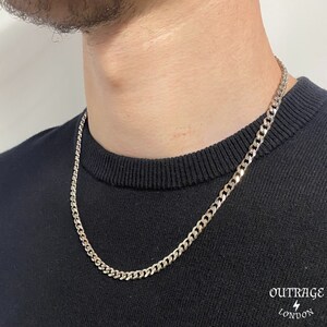 Silver 5mm 20inch Thick Necklace Chain Choker Curb Curb 5mm Stainless Steel Mens Silver Chain image 2