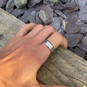 Mens Ring Silver Stainless Steel Band Ring | Pinky Band Ring | Plain 8mm Band Ring | Mens and Womans Band Ring | Jewellery Gift for him her