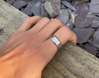 Mens Ring Silver Stainless Steel Band Ring | Pinky Band Ring | Plain 8mm Band Ring | Mens and Womans Band Ring | Jewellery Gift for him her