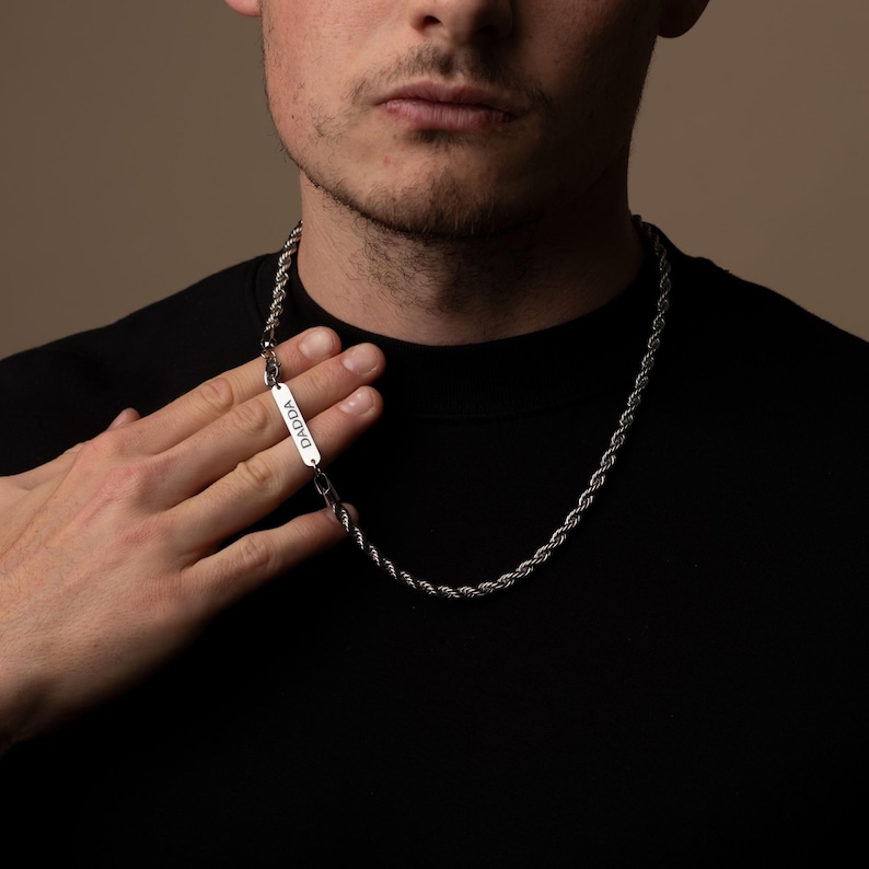 Silver Personalized Custom Name Initial Dates Chain Necklace,unisex Men