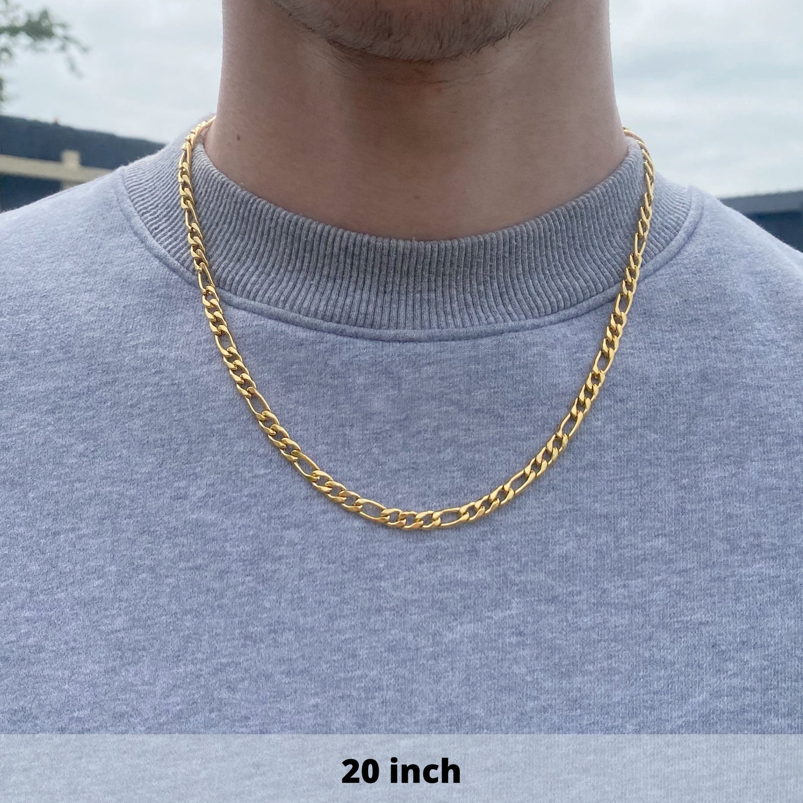 Mens Chain Gold Figaro Chain Necklace Gold Chains for men | Etsy