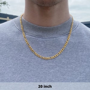 Mens Chain Gold Figaro Chain Necklace Gold Chains for men Stainless Steel Chains 5mm Figaro 18 / 20 / 22 Chain image 6