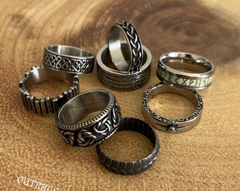 Bandring | Seil Muster Band Ring | Stahl Herren und Damen Ringe | Edelstahl Ring Schmuck | Unisex Ring Herren Damen Schmuck