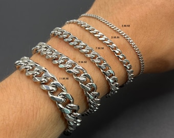 Silver Mens Bracelet | Curb Chain Silver bracelets | man bracelets | mens woman's bracelet | Cuban Link Bracelet Mens Woman Jewellery | Gift