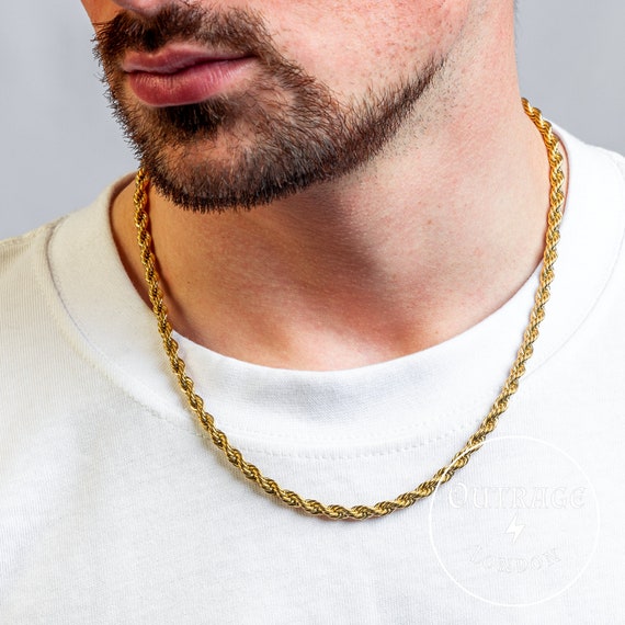 5mm 20 Inch 18k Gold Rope Chain, Chocker Necklace Mens and Womans