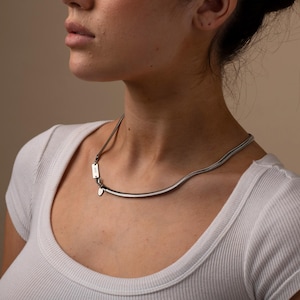 Silver 5mm Snake chain necklace, Flat snake chain, Chain for pendant, Choker silver chain,Handmade Engraved Jewelry Name Necklace By Outrage