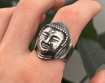 Buddha Signet Ring Silver Rings Statement Rings Stainless Steel