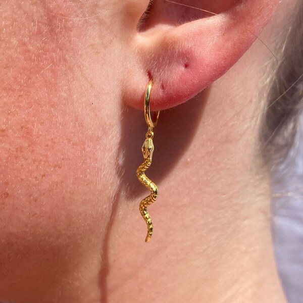 925 sterling silver snake earings | Snake hoop Earings 925 silver | 18k gold earings womans | Gold snake earings | Hoops woman | Earing Sets