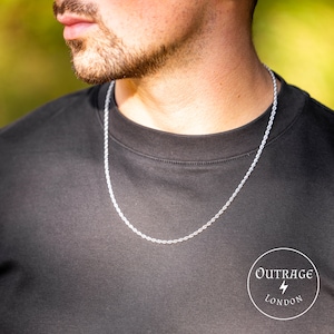 Silver Chain for Men | Mans 3mm Rope Chain | 20 Inch Rope Chain | Mens ...