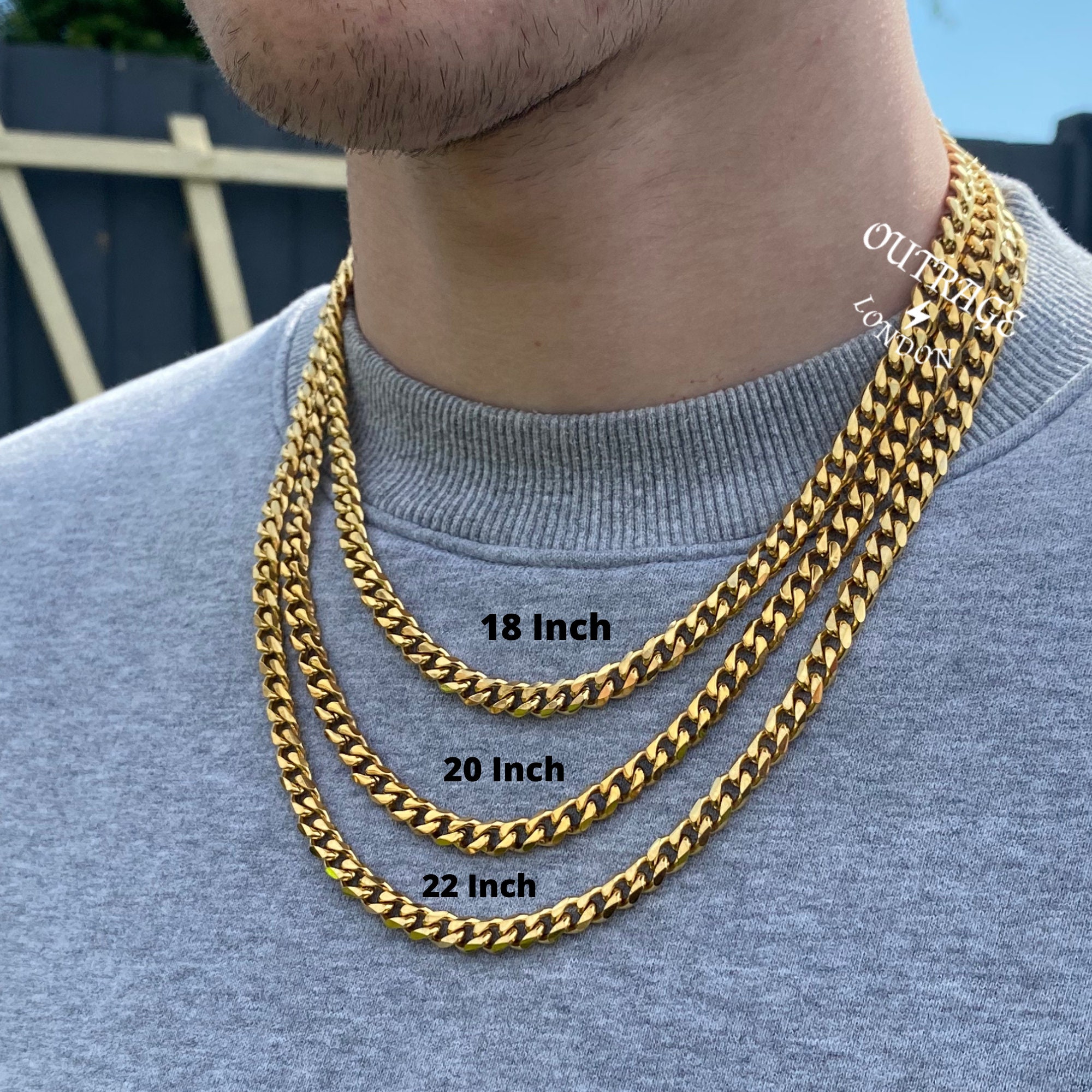 Mens Chain Gold 7mm Curb Chain Necklace Gold Chains for Men