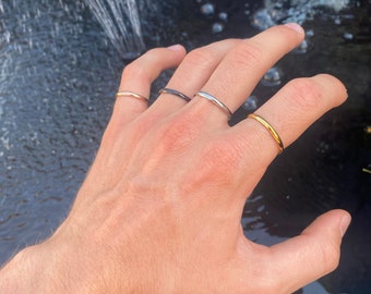 Thin 2mm Band Ring, Mens and Womans Rings, Silver Gold and Rose Gold 316L  Stainless Steel Jewellery, Personalised Rings, Unique Gifts,