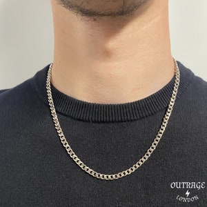 Silver 5mm 20inch Thick Necklace Chain Choker Curb Curb 5mm Stainless Steel Mens Silver Chain image 3