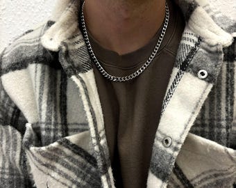 Silver Mens 7mm Chain Necklaces For Men, Woman, Unisex, Stainless Steel Strong Chunky Chain Necklaces In Silver, Gold Personalised Jewellery