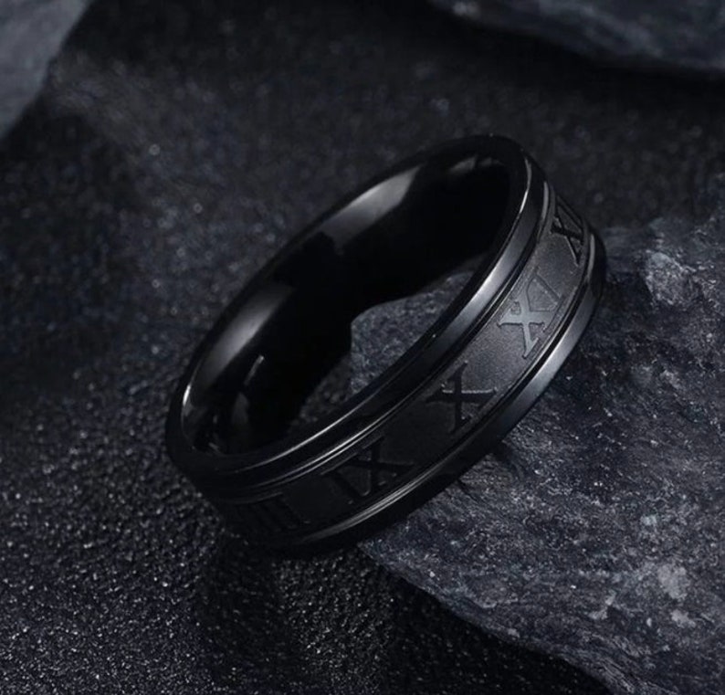 Roman Numerals Band Ring Mens and Womans Rings Silver Gold Etsy UK