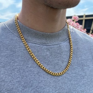 7mm 14k Rose Gold Chain, Cuban Link Chain for Men, Rose Gold Cuban Curb  Link Necklace, 14k Men's Gold Chain 