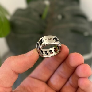 Engraved Stainless Steel Chain Band Ring - 8MM Personalized Jewelry