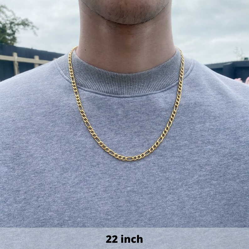 Mens Chain Gold Figaro Chain Necklace Gold Chains for men Stainless Steel Chains 5mm Figaro 18 / 20 / 22 Chain image 7