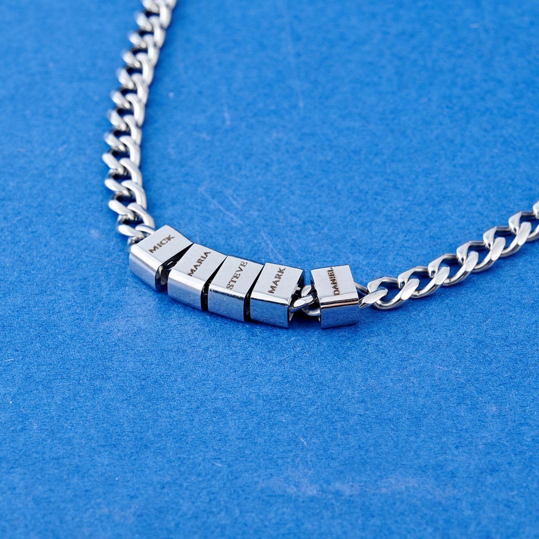 Custom Engraved Men's Curb Chain Necklace: Stainless Steel, Gold, Black ...