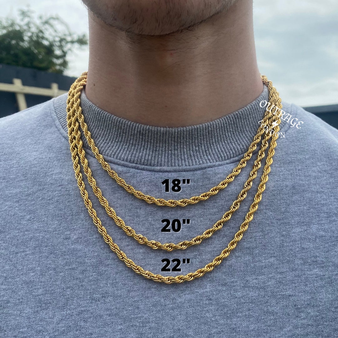 Mens Chain Gold Rope Chain Necklace Gold Chains for Men Stainless Steel  Chains 5mm Rope 18 / 20 / 22 Chain -  UK
