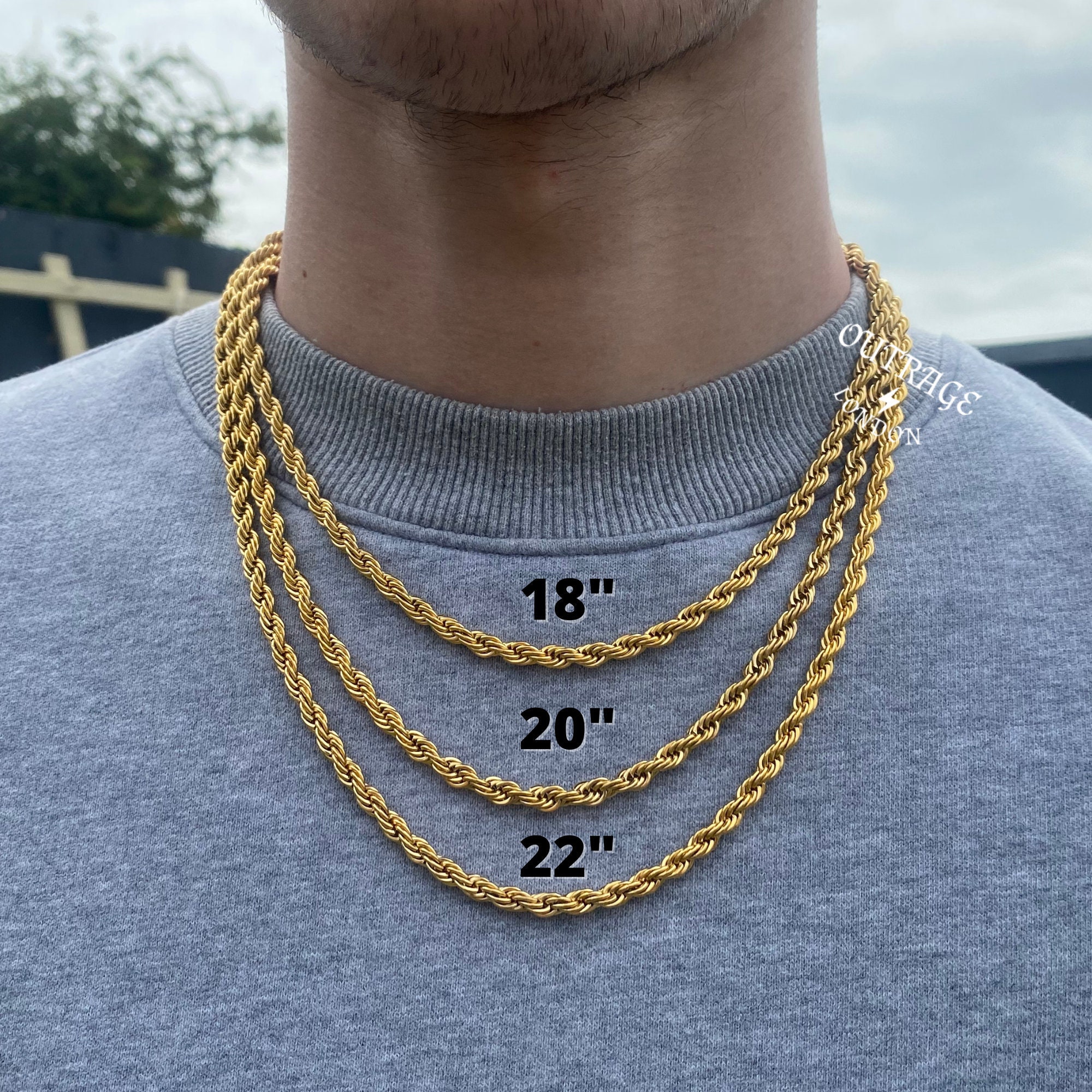 Mens Chain Gold Rope Chain Necklace Gold Chains for Men 