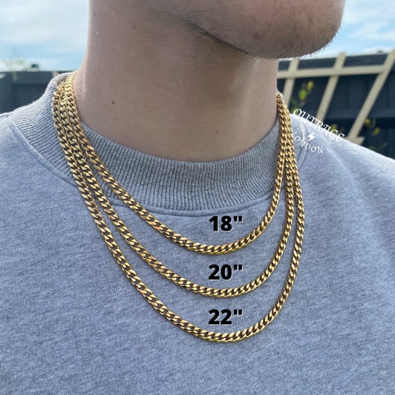 Mens Chain Gold 5mm Curb Chain Necklace 