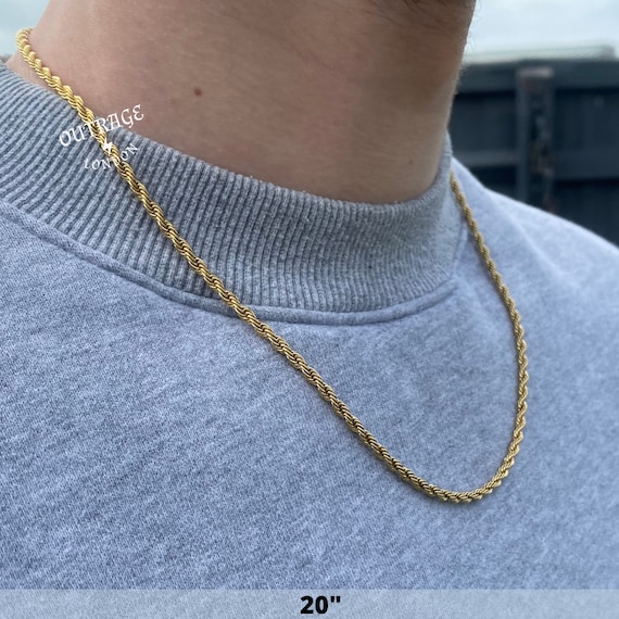 Cadena para hombre / Collar de cadena de cuerda de oro / - Etsy