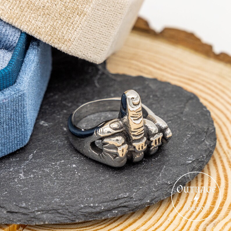 Middle Finger Statement Ring for Man and Woman Swearing Ring Etsy