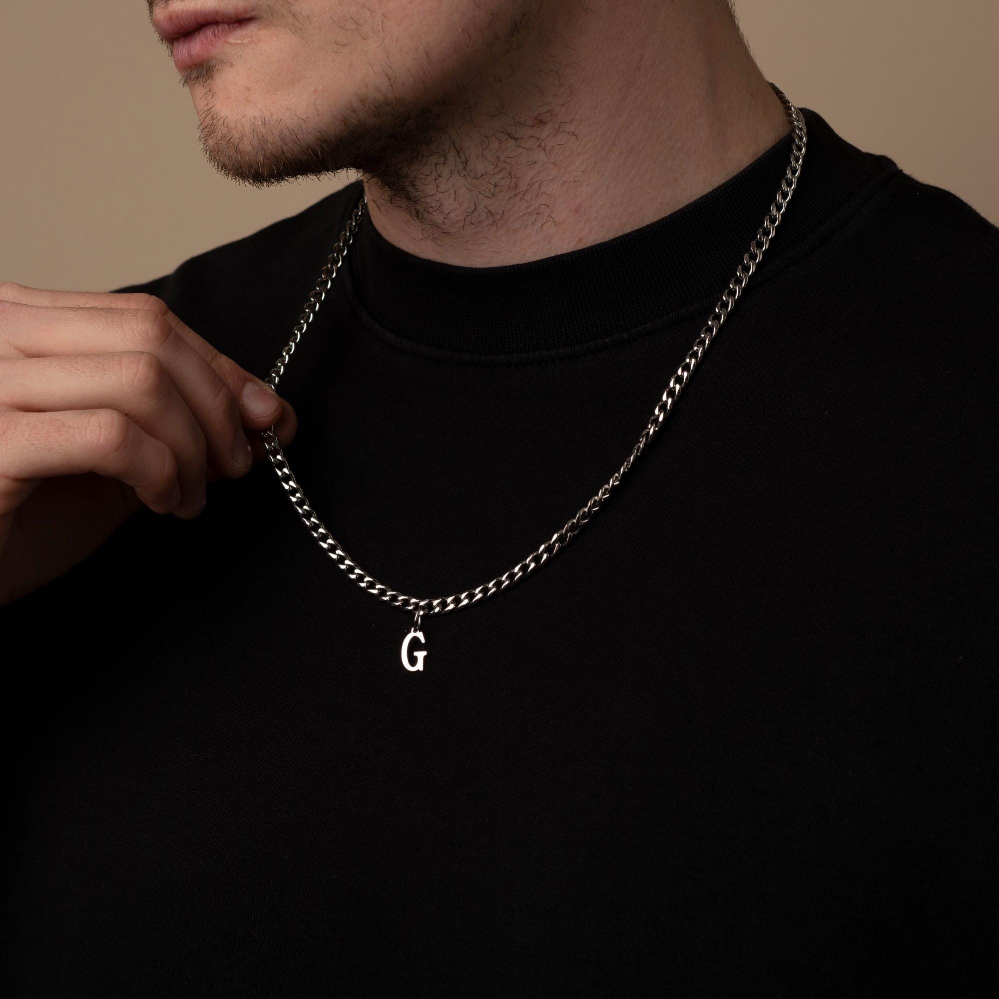 Black Stainless Steel Figaro Chain 3.9mm Solid Link Necklace 24" Gray
