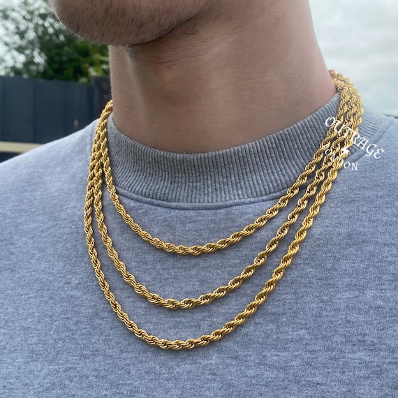 Mens Chain | Gold Rope Chain Necklace | Gold Chains for Men | Stainless Steel Chains | 5mm Rope 18 / 20 / 22 Chain